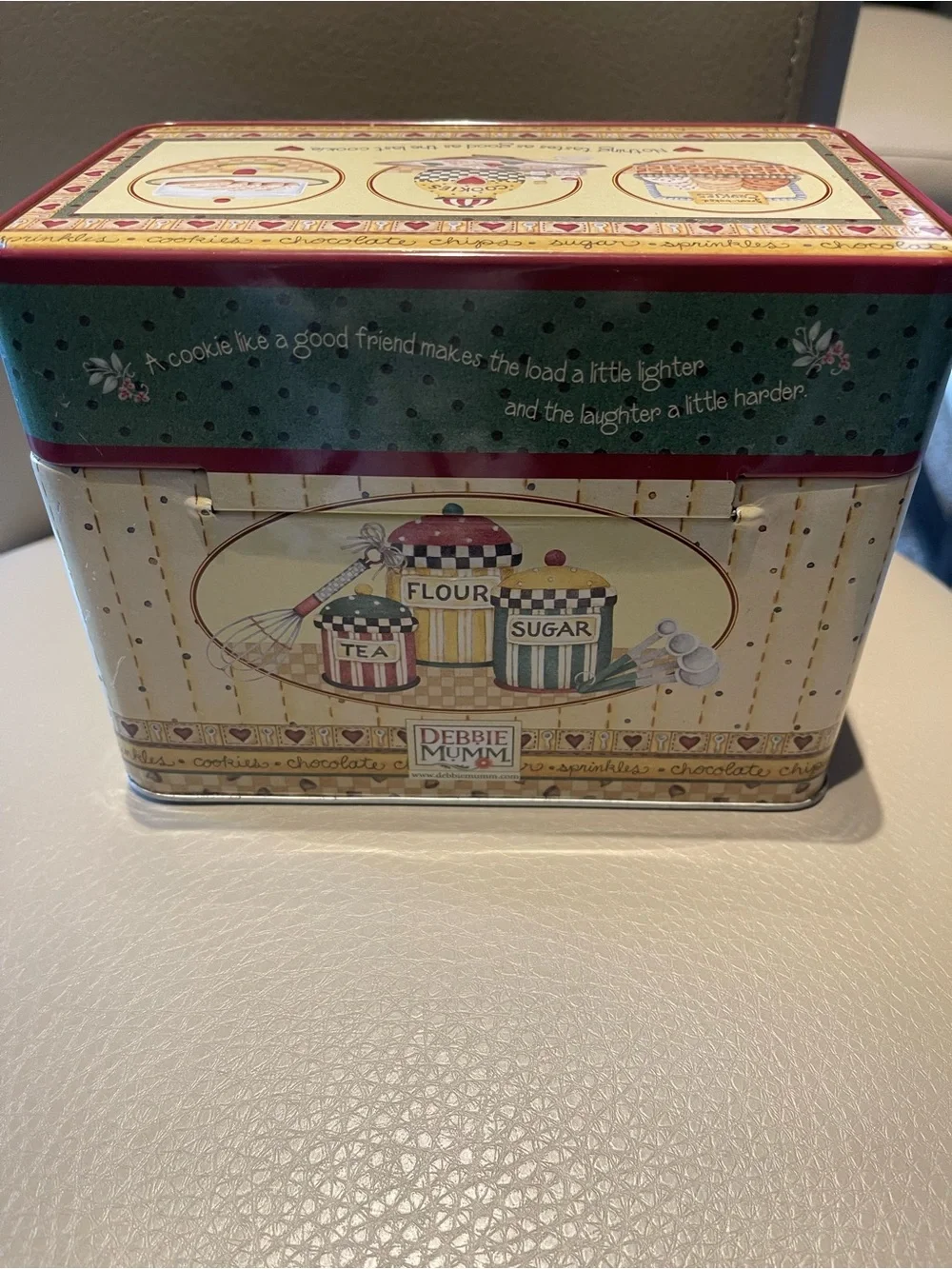 Old-Fashioned Cookies Decorative Cookie Tin - Teal and Cream